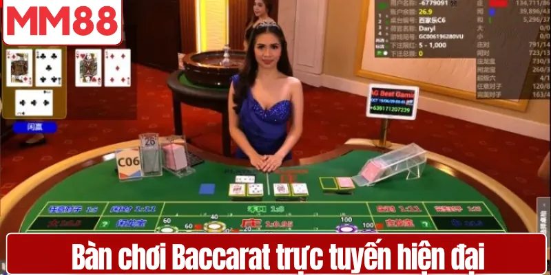 Tất Tần Tật về trò chơi Baccarat Đơn Giản Dễ Hiểu Từ Cho Tân Thủ Giao diện bàn chơi Baccarat trực tuyến hiện đại và chuyên nghiệp