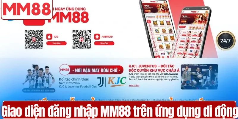 Giao diện đăng nhập MM88 trên ứng dụng di động