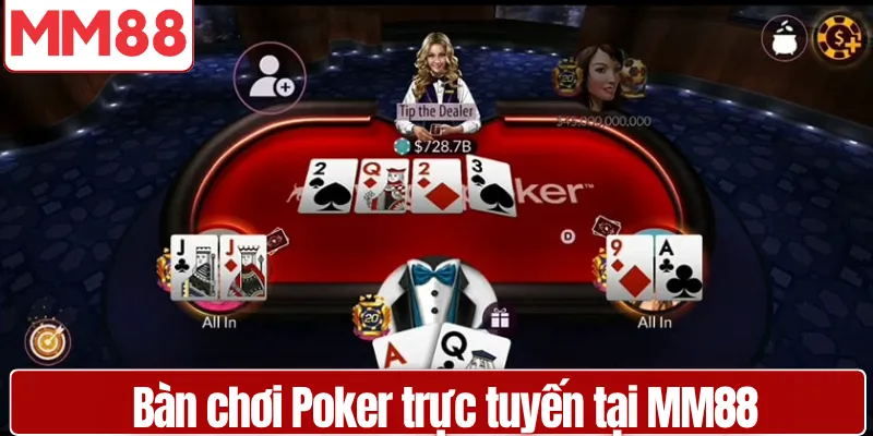 Poker MM88 Hướng Dẫn Chi Tiết Tân Thủ Dễ Thắng Mô phỏng bàn chơi Poker trực tuyến tại MM88 sống động
