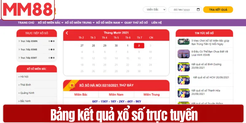 Bảng kết quả xổ số trực tuyến cập nhật theo thời gian thực