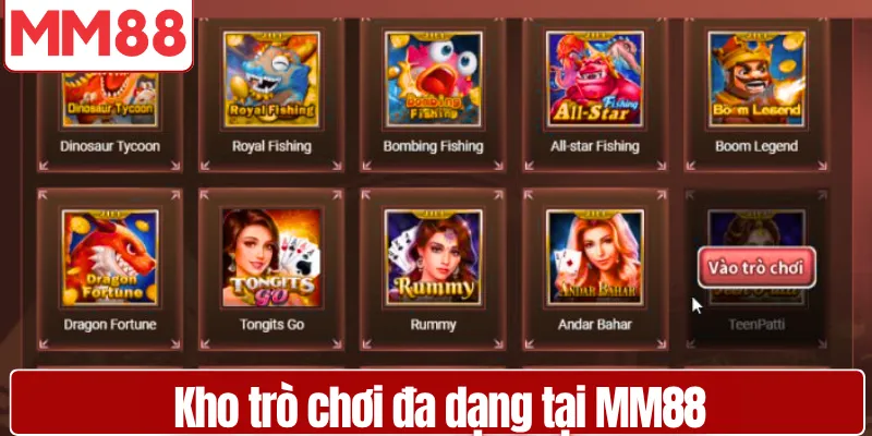 Kho trò chơi đa dạng tại MM88